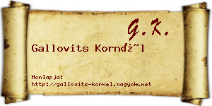 Gallovits Kornél névjegykártya